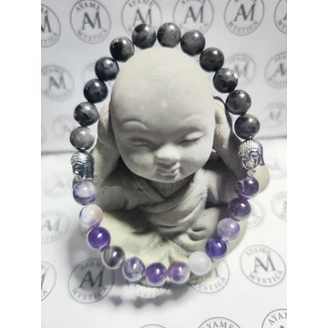 A Belső Béke és Intuíció Karkötője – Larvikit • Ametiszt • Buddha(20cm)