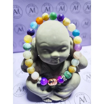 A Színek Békeútja Karkötő – Jégachát • Lila Jáde • Buddha (16,5 cm)