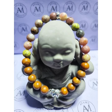 A Gyengéd Erő és Harmónia Karkötője – Famintás Jáspis • Cseresznyevirág Jáspis • Elefánt (18 cm)