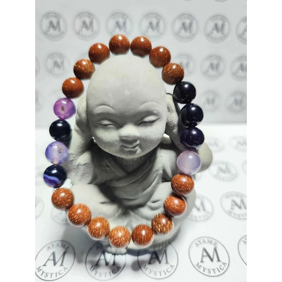 A Belső Erő és Spirituális Fény Karkötője – Barna Napkő • Lila Achát (20 cm)