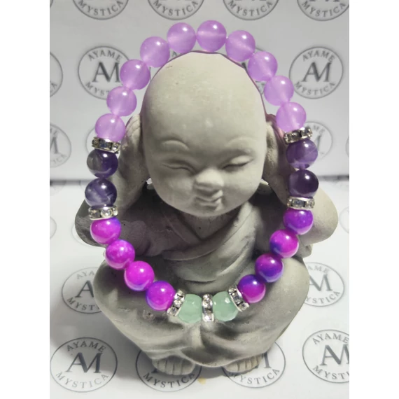 A Harmónia és Vidámság Karkötője – Lila Jáde • Pink Jáde • Zöld Aventurin(18cm)